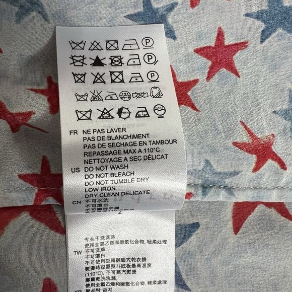 Sandro Paris Long Sleeves Red And Blue Stars Print US Size 6; FR 2 - Picture 14 of 16